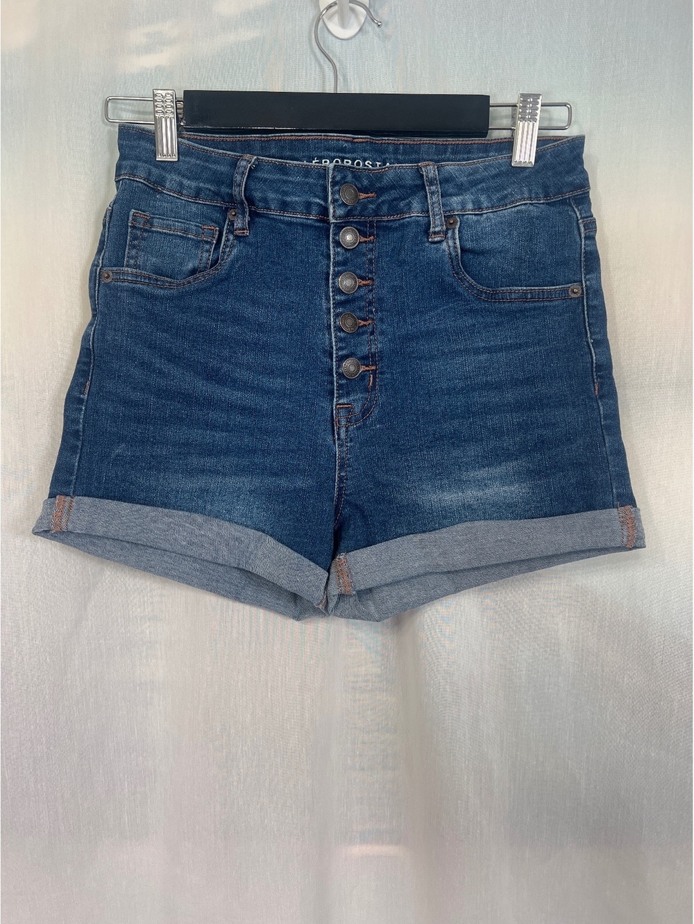 Aeropostale Super High Rise Button Fly Jean Shorts Women's Size 8
